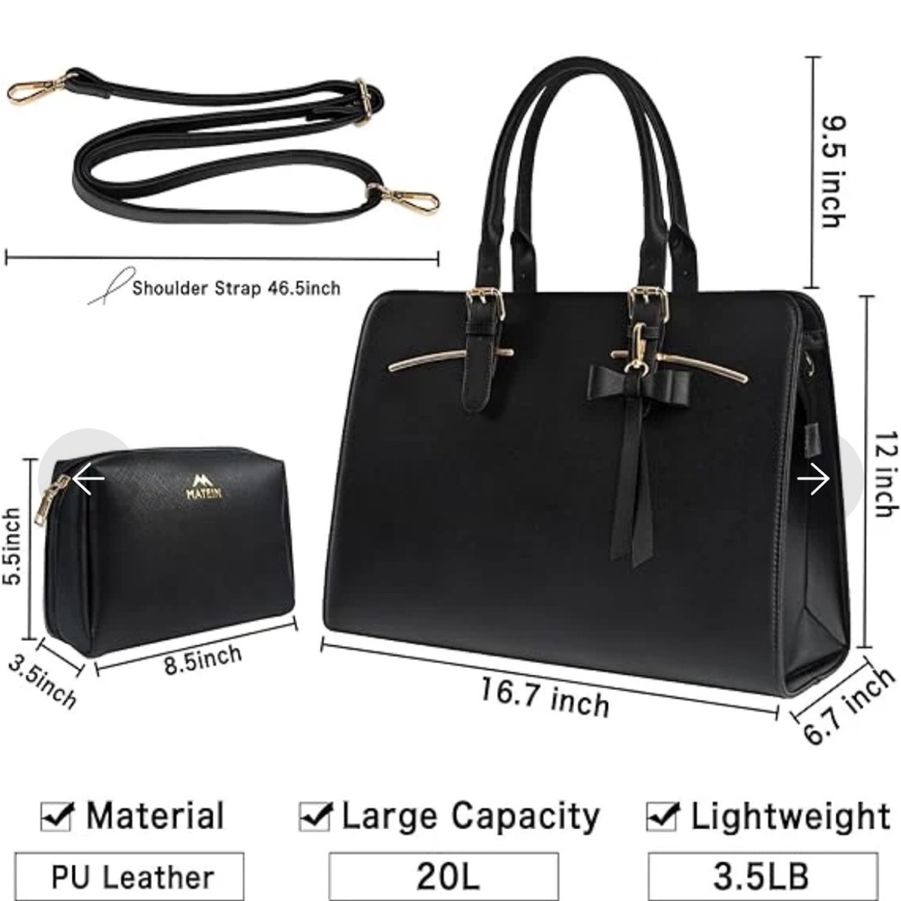 Matein Laptop Tote with USB Port AND small zippered accessory bag. - Picture 16 of 16